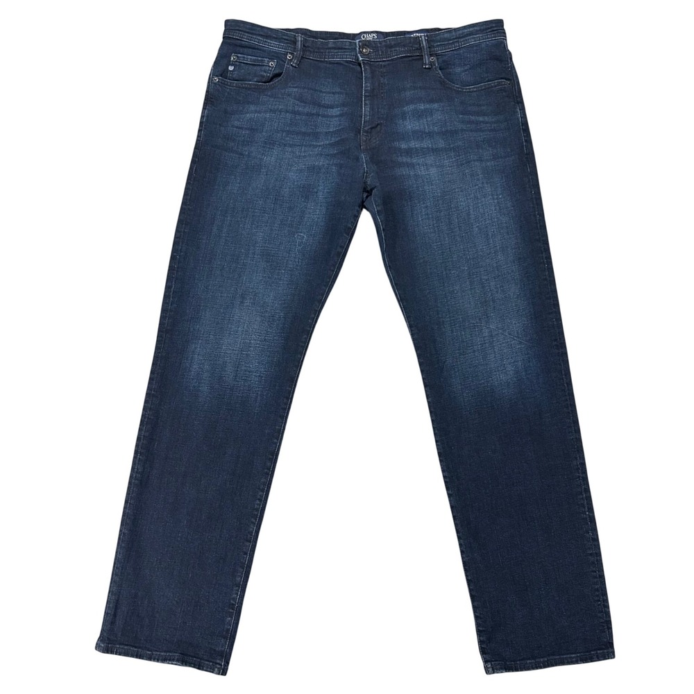 Chaps Jeans Slim Straight Mens 42x35 Dark Wash Denim Classic Casual